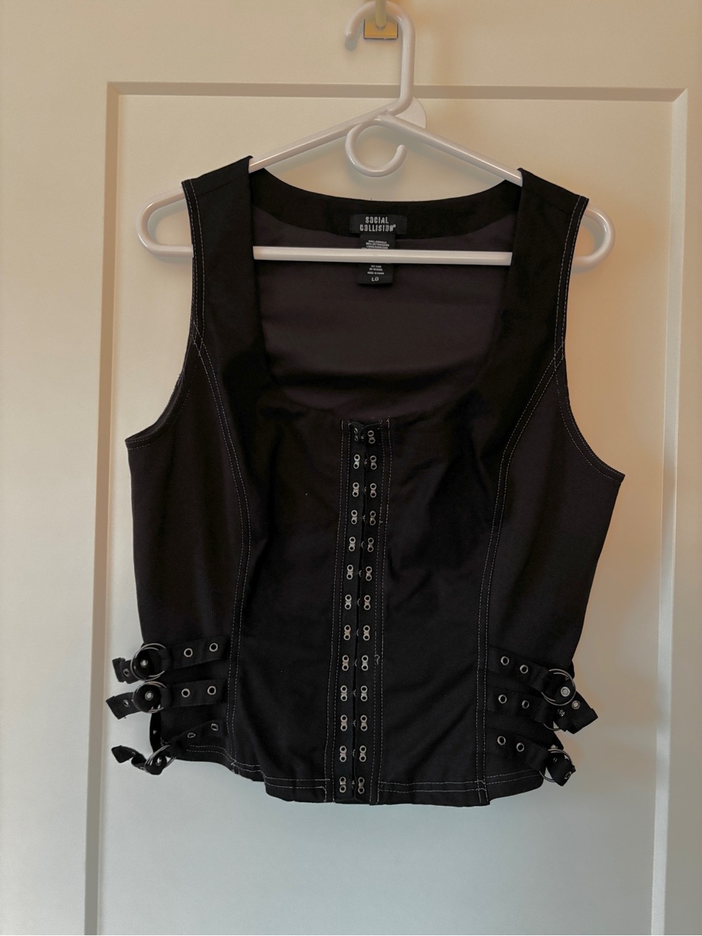Black Grommet Strap Women’s Top